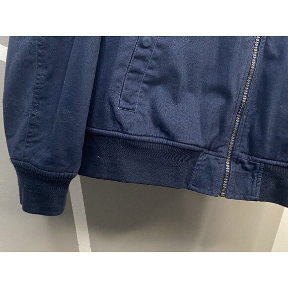 Lucky Brand Cotton Sherpa Lined Bomber Jacket Men’s L Full Zip Navy Blue - Picture 5 of 16